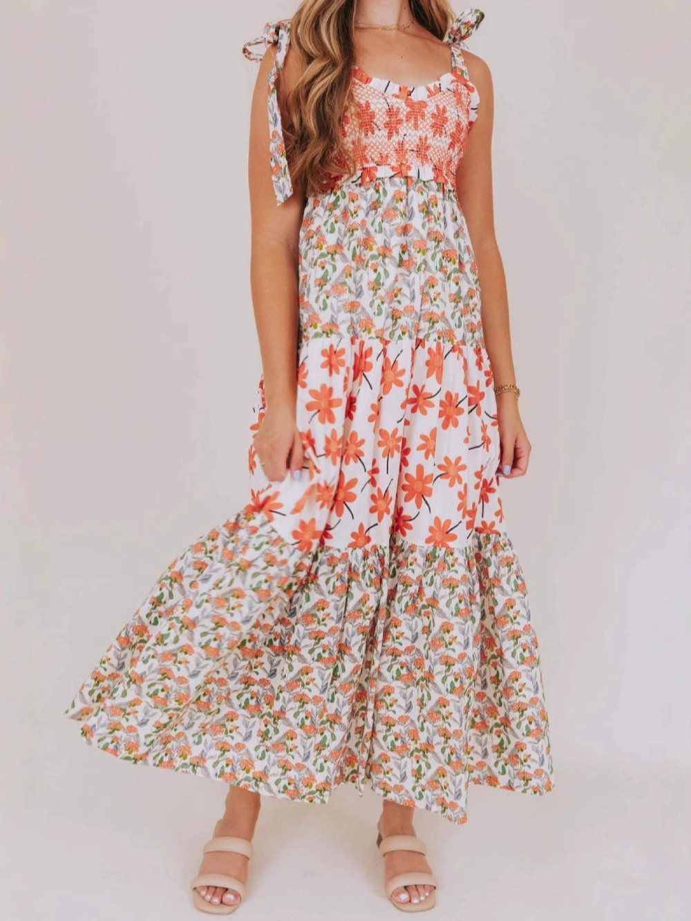 Zara Summer Retro Floral Strapless Backless Maxi Dress